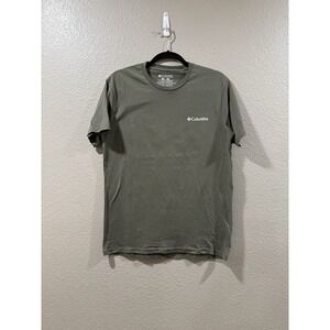 Columbia Olive Graphic Print Men's Crew Neck Short Sleeve Cotton Blend T-Shirt M